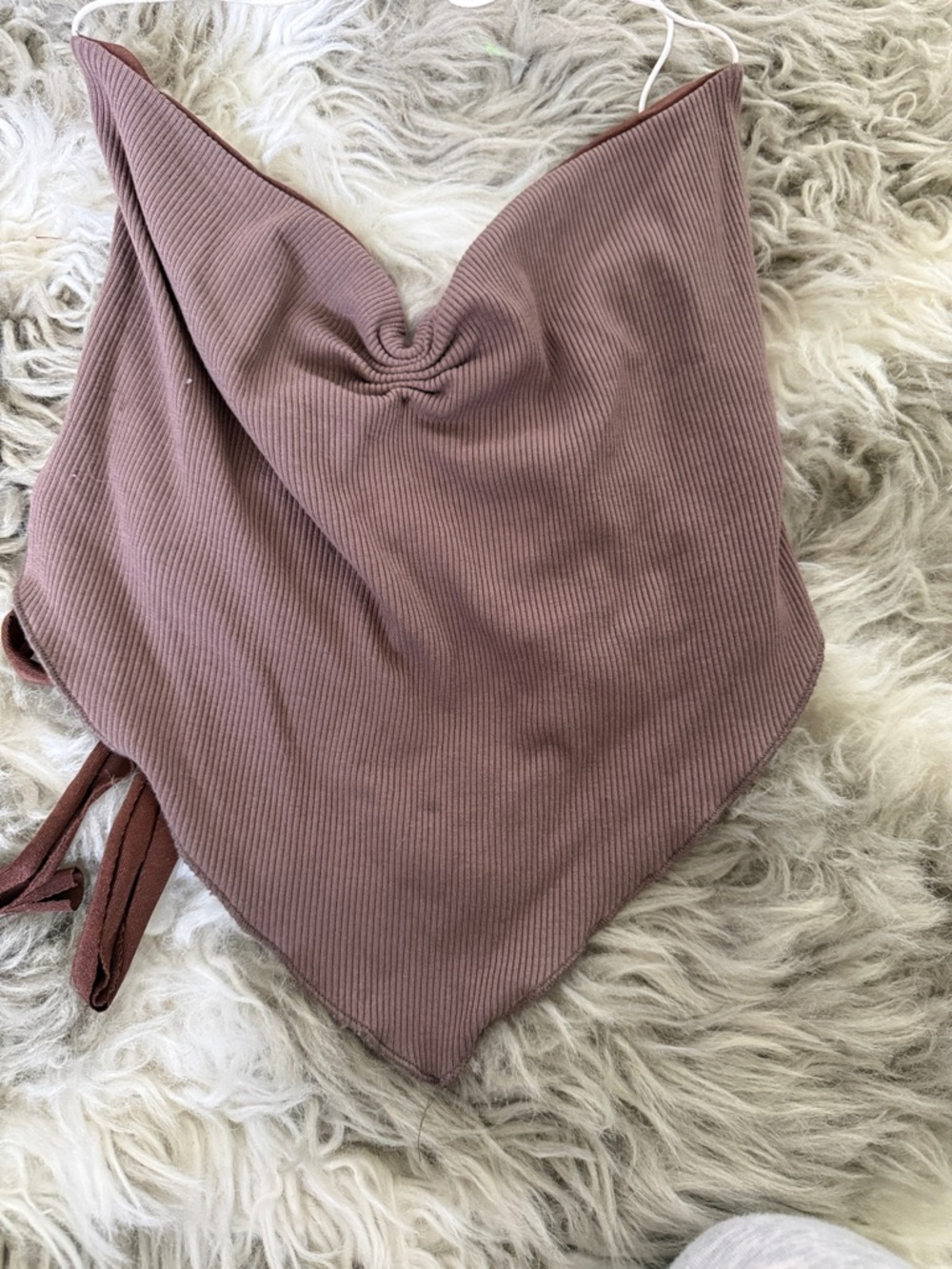 Mauve Ribbed Halter Neck Top - Picture 4 of 4